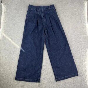 American Eagle  AE Denim Trousers Wide Leg High Rise Dark Wash 0 Short